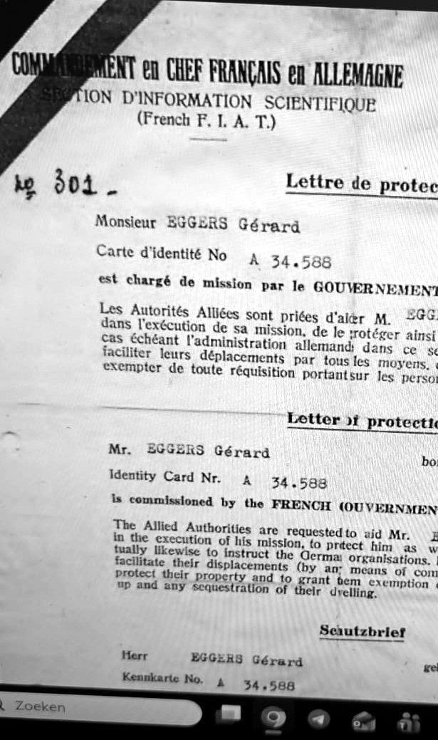 Trilingual “Lettre de protection” from the French High Command, valid until 31 December 1946